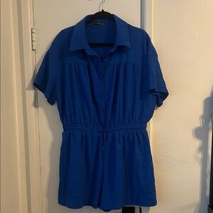 Blue Button-Up Romper